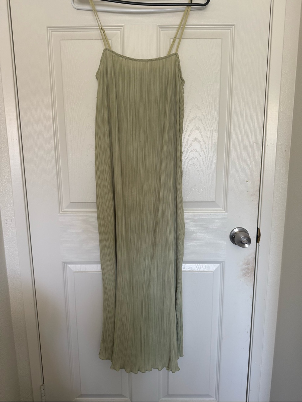 Madewell Olive Green Pleated Slip Maxi Dress